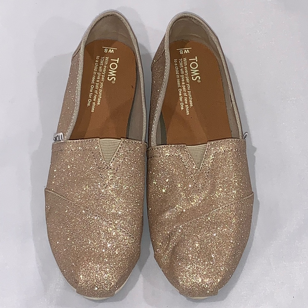 Gold Glitter Toms 8